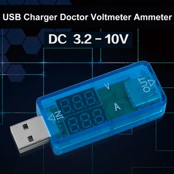 USB şarj aleti DC 3.2-10 V 0 - 3A LED Akım Gerilim Metre Voltmetre Ampermetre