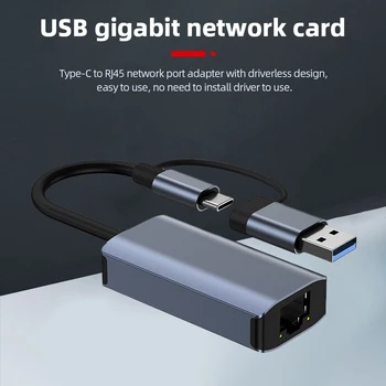 USB3. 0/Tip-CTo RJ45 Gigabit Ethernet Adaptörü 10/100/1000 Mbps İletim Hızı Ücretsiz Sürücü Ethernet Dönüştürücü Bilgisayar Laptop için