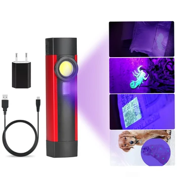 UV 365nm El feneri LED Ultra Violet Ultraviyole Görünmez Meşale için Mıknatıs İle Pet Leke Avcılık İşaretleyici 18650 Pil Dahili