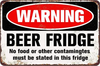 Uyarı Bira Buzdolabı Dayanıklı Metal Tabela Komik Bar veya Man Cave Dekoratif Vintage Burcu 8x12 İnç