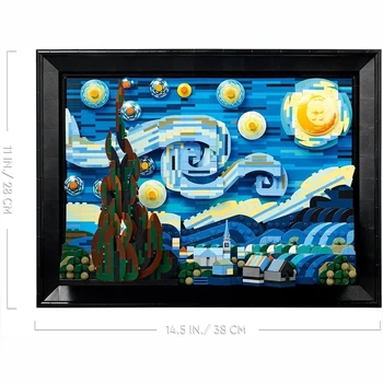 Uyumlu 21333 Vincent Van Gogh Yıldızlı Gece Yapı Taşları Sanat Boyama Tuğla Moc Fikirleri Ev Dekor Eğitim Oyuncak Hediye