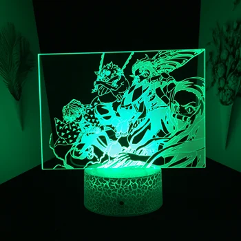 Uzaktan Anime led ışık Kimetsu Hiçbir Yaiba iblis avcısı için yatak odası dekoru Hediye Gece Lambası Manga iblis avcısı Odası Dekor 3D Lamba