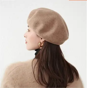 Vintage yün bere Kadın Ressam Şapka Kadın Kap
