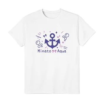 Vtuber Minato Aqua Cosplay pamuklu tişört Erkek Kadın Rahat Yaz 3D Baskı kısa kollu t-shirt Gömlek