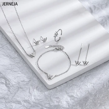 W mektup kadın ışık lüks niş tasarım köprücük kemiği zincir bileklik yüzük seti minimalist moda hediye