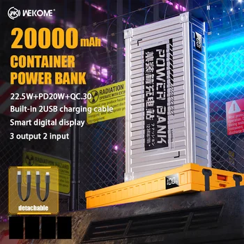 WEKOME Konteyner Güç Bankası 10000/20000mAh Dahili şarj kablosu ile kablo USB PD 20W xiaomi güç kaynağı Hızlı Şarj