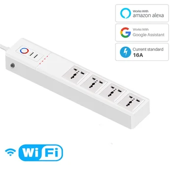 Wifi Akıllı güç şeridi 4 AB Çıkışları Fiş 2 USB şarj portu Zamanlama App Ses Kontrolü Alexa ile Çalışmak Google Ev Asistanı