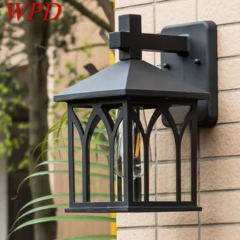 WPD açık siyah ışık LED Retro duvar aplikleri lambaları klasik su geçirmez ev balkon dekorasyon için