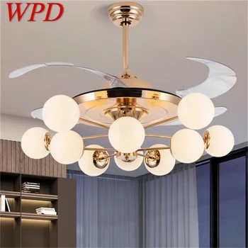 WPD ışıklı tavan fanı Görünmez Lüks Şube Lamba Uzaktan Kumanda İle Modern LED Altın Ev Oturma Odası İçin