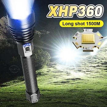 XHP360 En Güçlü LED el feneri Şarj Edilebilir Süper Parlak meşale ışık XHP199 XHP90 Yüksek Güçlü El Feneri USB Taktik Fener