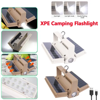 XPE güneş katlanır ışık tipi-C USB şarj edilebilir led lamba ampul arama ışıkları açık kamp Torch işlevli acil durum taşınabilir güç kaynağı