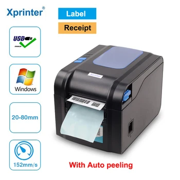 Xprinter Termal Etiket barkod Makbuz Yazıcı Fatura Makinesi 20-80mm USB Portu İle Otomatik Soyma Android ıOS Windows İçin XP-370B