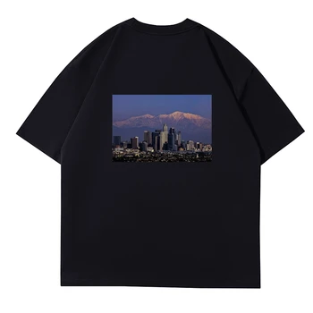 Y-3 Y3 23SS Yaz Eğlence Kar Dağ Şehir Baskı Moda Trendi Çiftler T-shirt Erkekler Ve Kadınlar