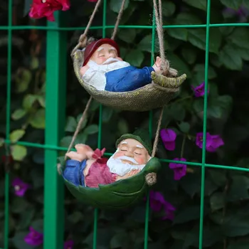 Yaratıcı Reçine Yalan Noel Baba Heykeli Bahçe Ağacı Kolye Elf Şekli Peyzaj Asılı Süsleme Ev Dekorasyon için