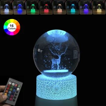 Yaratıcılık 3D kristal top gece lambası dokunmatik renk değiştiren LED lamba tabanı Galaxy dekoratif ışıklar 16 renk değiştirme ışık