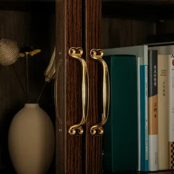 Yay kolu Çekmece dolap kapı ahşap kapı Bakır kolları Klasik Yüzey mobilya Ev Dekorasyon ev ürünleri Bakır