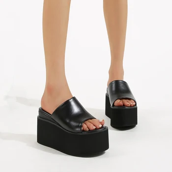 Yaz Bayanlar Sandalet Dışında Giyen 10 cm Süper Yüksek topuklu Plaj Tatil Takozlar Bayan Sandalet zapatos de mujer terlik