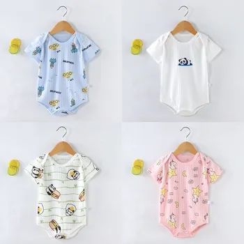 Yaz Kostüm Bebekler Kız Karikatür Tulumlar Yürümeye Başlayan Pijama 0-2Years Toddler Baskı giyisi Sevimli Kısa kollu Külot Tulum