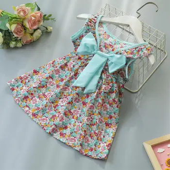 Yaz Toddler Bebek Giysileri Sevimli Çiçekler Baskı Prenses Kız rahat elbise