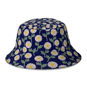 Yaz Unisex Moda Kova Şapka Papatya Donanma Kadın Erkek Balıkçılık Balıkçı Şapka Sonbahar Streetwear güneşlikli kep Bob