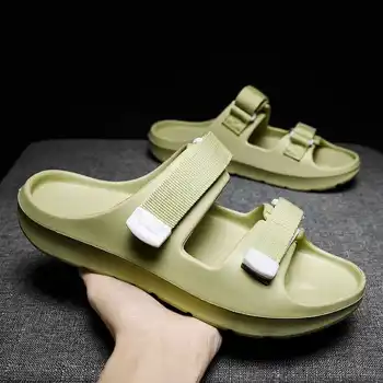Yaz Yeni erkek terlikleri moda Kalın Tabanlı erkekler Flip Flop ışık EVA yumuşak taban kaymaz plaj ayakkabısı ayarlanabilir boyutu rahat Slaytlar