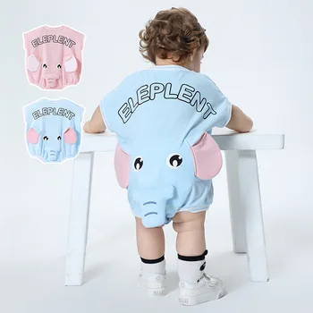 Yaz Yenidoğan Bebek Giysileri Kız Erkek Bodysuit Kawaii Bebek Romper Karikatür Fil Kıyafetler Yürüyor Bebek Onesie Playsuits