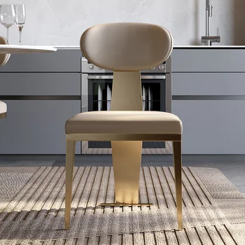 Yemek sandalyesi ev Modern basit tasarımcı ışık lüks Internet Ünlü Paslanmaz Çelik High-End deri masa üstü düzenleyici ve sandalye
