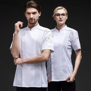 Yemek Servisi Ceket Restoran Otel Fırın Garson Üniforma Erkekler Kadınlar Kısa Kollu Aşçı Gömlek Pizza Şef Üniforma Aşçı İş Elbiseleri