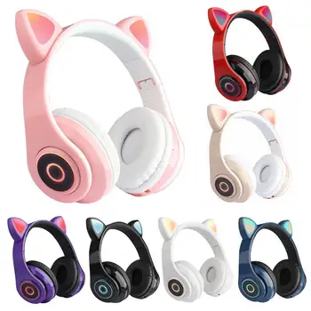 Yeni Bluetooth kulaklık Serin kulaklık Kedi kulaklar B39 Light up kedi kulaklar Sevimli kedi yüzük Serin kulaklık Bluetooth kedi kulaklar Ücretsiz kargo