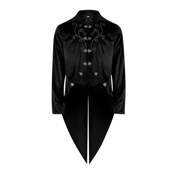 Yeni Cadılar Bayramı Karnaval Gotik Ceket Erkekler İçin Ortaçağ Cosplay Erkek Parti Smokin Punk Yetişkin Giyim Ortaçağ Kostümleri пальто