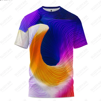 Yeni erkek Yaz Renkli Dönen Desen 3D Baskı Moda günlük t-shirt Kişiselleştirilmiş Sokak Tarzı Yuvarlak Boyun Kısa Kollu
