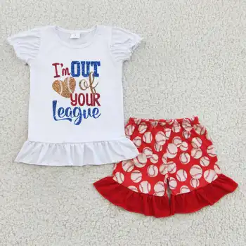 Yeni Güncelleme RTS HİÇBİR ADEDI Çocuklar Beyzbol Kıyafetler Butik Yaz 2 ADET Takım Elbise Toddler Kız Giyim Setleri