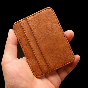 Yeni İnce PU Deri Mini Cüzdan İnce Banka Kredi kart tutucu 5 Kart Yuvaları erkek İş Küçük KİMLİK Çantası Adam Çanta Kart Sahibi