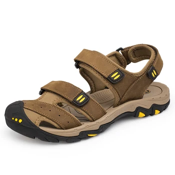Yeni Moda Yaz Ayakkabı İnek Deri Erkek Sandalet Erkek rahat ayakkabılar kaymaz Kauçuk Tabanlar plaj ayakkabısı Artı Boyutu 38-47