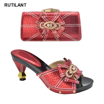 Yeni Tasarım Ayakkabı ve Akşam çanta seti Sıcak Satış Sandalet Ayakkabı Çanta ile İtalyan Ayakkabı ve çanta seti Parti için Kadın İtalya Ayakkabı