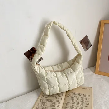Yeni Tasarım kadın askılı omuz çantası Kat Eşkenar Dörtgen Nakış İpliği Koltuk Altı Çantası Oxford Bez Tote Çanta Çanta Kadınlar için 2022