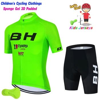 Yeni Çocuklar Floresan Yeşil Bisiklet Jersey Seti 2023 Çocuk BH Nefes Bisiklet Giyim Erkek Kız Yaz Hızlı Kuru Bisiklet Giyim