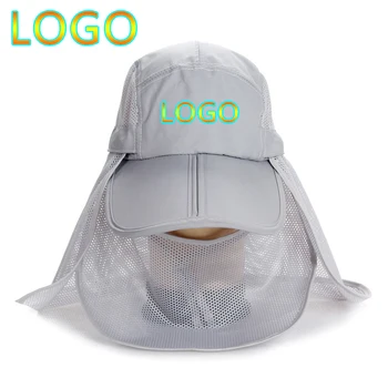 Yeni Özel Logo Unisex Katlanabilir balıkçı şapkası Açık Koruma Yüz Maskesi Boyun Flap beyzbol şapkaları Çabuk Kuruyan Güneşlik Kap