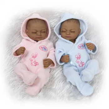 Yeniden doğmuş Bebek Bebek Yeniden Doğmuş Erkek Kız Tam Vücut Silikon Siyah Bebek Bebek 12cm Palmiye Bebek Pijama Elbise Simülasyon Bebek oyuncak bebekler