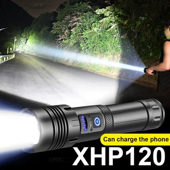 ZK30 Taktik el feneri Güçlü Süper XHP120 LED el feneri XHP90 Yüksek Güç meşale ışık Şarj Edilebilir 18650 Usb Kamp Lambası