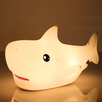 Zklılı Sevimli Köpekbalığı Gece Lambası Sharklamp Erkek Kız Doğum Günü Hediyeleri Gece Lambası Çocuklar Gençler Odası Dekor Silikon Hayvan Oyuncak Çocuk