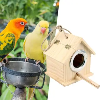 Çekici Kuş Evi Pürüzsüz Yüzey Aşınmaya dayanıklı Doğal Ahşap Kuş Evi Çoklu Kullanım Kuş Yuva Bahçe Dekor