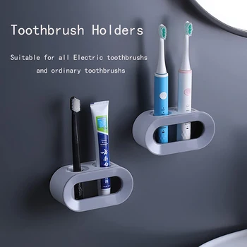 Çift Delikli Elektrikli Diş Fırçası Tutucu Raf Punch-ücretsiz Diş Fırçası Depolama Askı Banyo Aksesuarları Organizatör