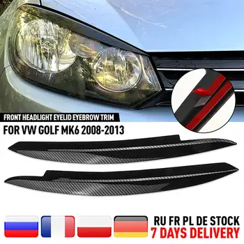 Çift Karbon Bakır / Parlak siyah Ön Far Gözkapağı Kaş Düzeltir VW GOLF MK6 GTI R 2008 2009 2010 2011-2013 GTI GTR GTD