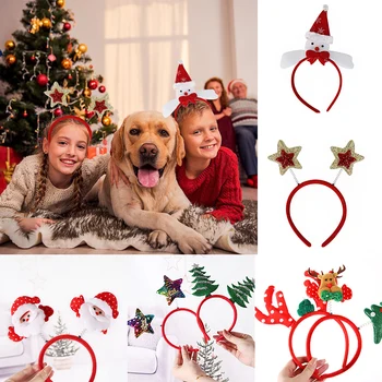 Çocuklar için noel Kafa Bantları Yetişkin saç bandı Kırmızı Noel Noel Baba Kardan Adam Boynuzları Kafa Bandı noel dekorasyonları Hediyeler