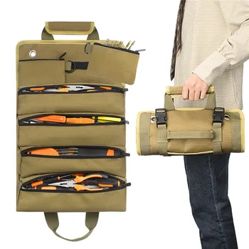 Çok fonksiyonlu Roll Up Alet çantası Çoklu Cepler Oxford saklama çantası Ev asılan alet çantası Taşınabilir Omuz Depolama