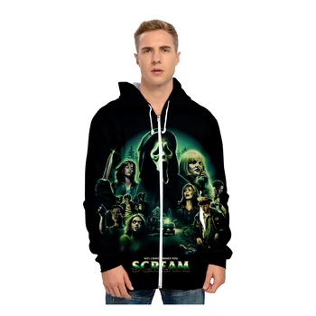Çığlık hoodies Baskılı yenilik cadılar bayramı hediye kazak rahat hoodies kazak streetwear pop fermuar hoodies korku filmi