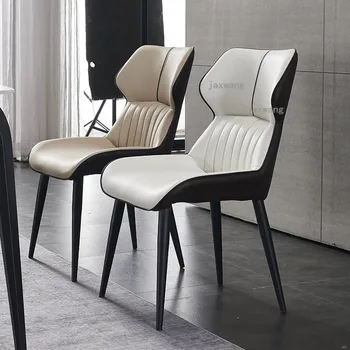 Özel deri yemek sandalyeleri İskandinav ev arkalığı toplantı koltuğu yatak odası mobilyası italyan ışık lüks yemek sandalyesi Modern