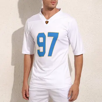 Özel Los Angeles No 97 Beyaz futbol formaları Erkek Vintage Rugby Forması Kişiselleştirilmiş spor futbol topu Gömlek