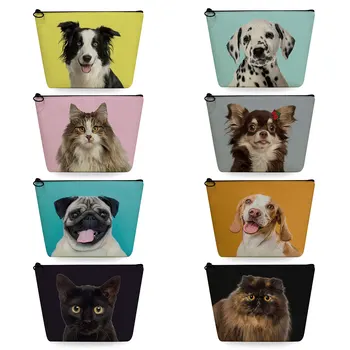 Özel Seyahat makyaj çantaları Sevimli Kedi Köpek Baskı Yüksek Kaliteli Makyaj Organizatör kadın Kozmetik Çantası Taşınabilir Okul Kalem Kutuları